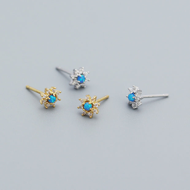 Opal Flower Gold Stud Earring
