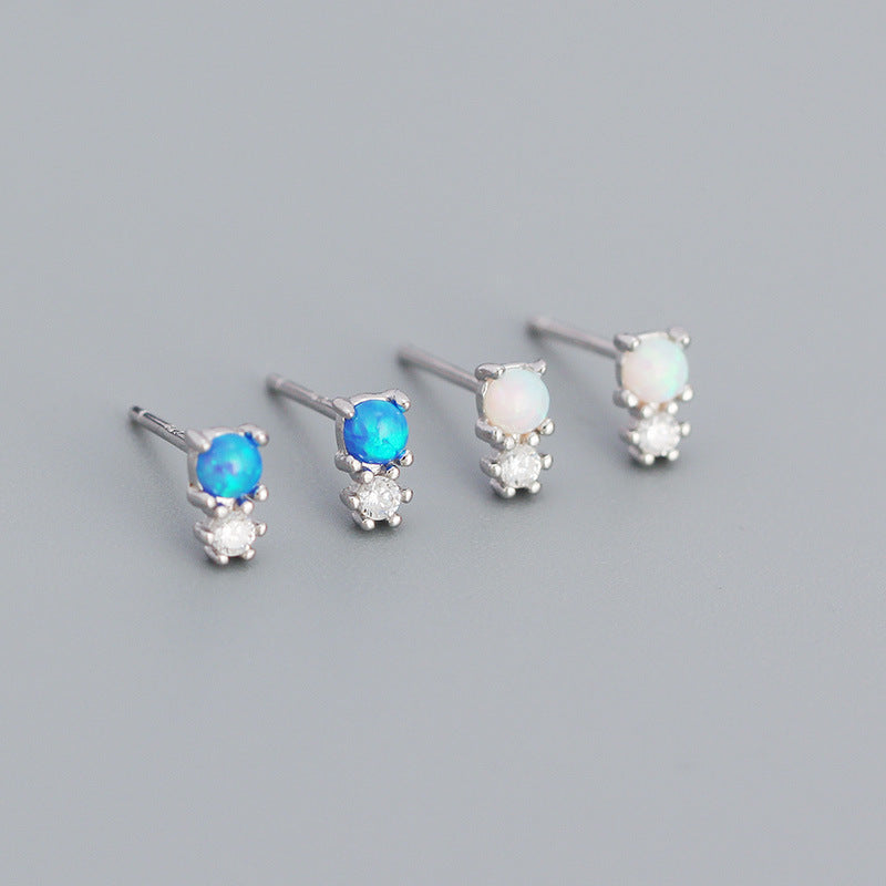 White Rossi Silver Stud Earrings