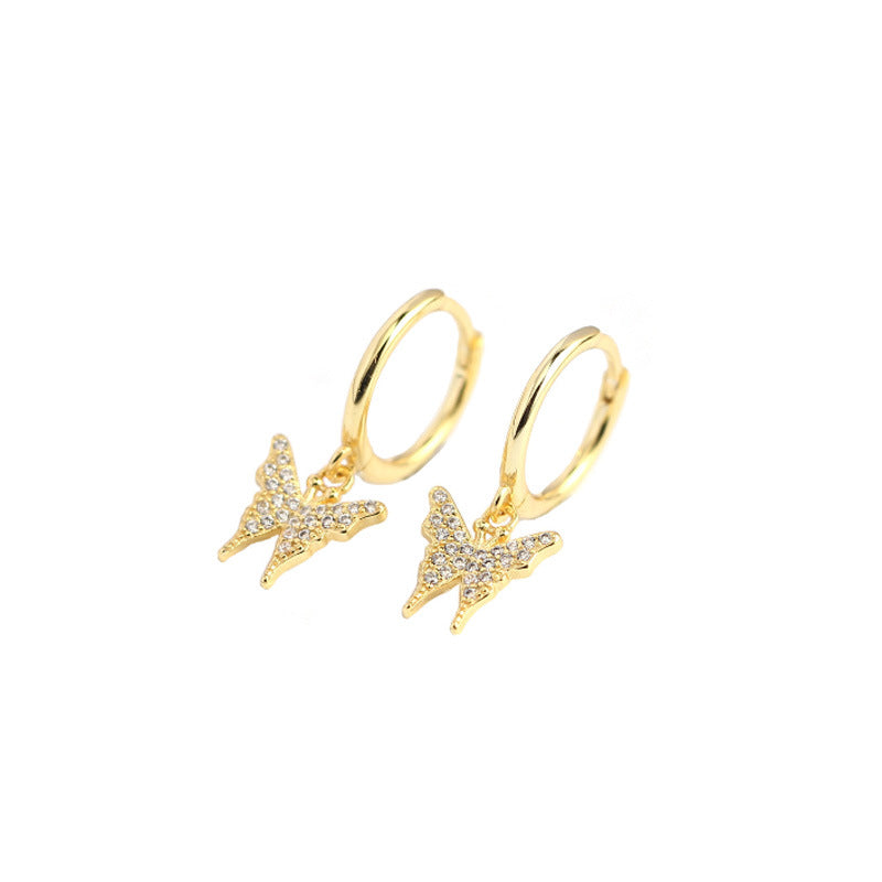 Vanesa Butterfly Gold Dangle Hoop