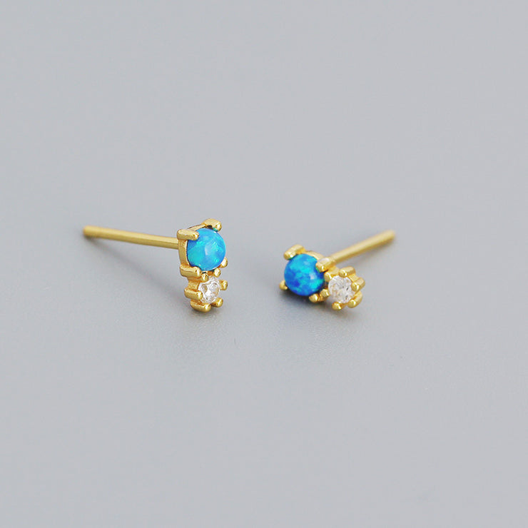 Blue Rossi Gold Stud Earrings