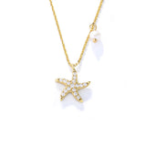 Starfish With Pearl Gold  Necklace