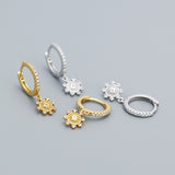Snow Silver Dangle Hoop