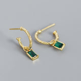 Cali Emerald Gold Dangle Hoop