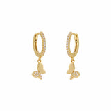 Shining Butterfly Gold Dangle Hoop