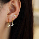 Shining Butterfly Gold Dangle Hoop