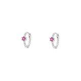 Bella Pink Silver Huggie