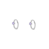 Bella Purple Silver Huggie