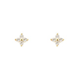 Floe CZ Gold Stud Earrings