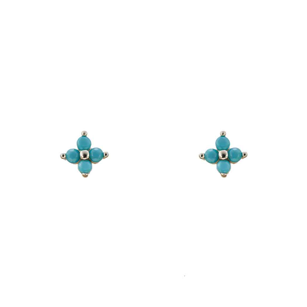 Turquoise Floe CZ Silver Stud Earrings