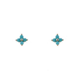 Turquoise Floe CZ Silver Stud Earrings