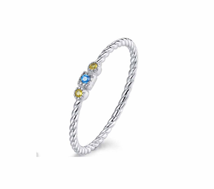 Yellow and Blue CZ Ring
