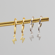 Lightning Bolt sterling silver earrings goldplated hoops 