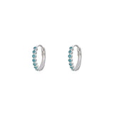 Rounded Turquoise Silver Huggies