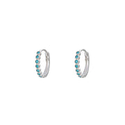 Rounded Turquoise Silver Huggies