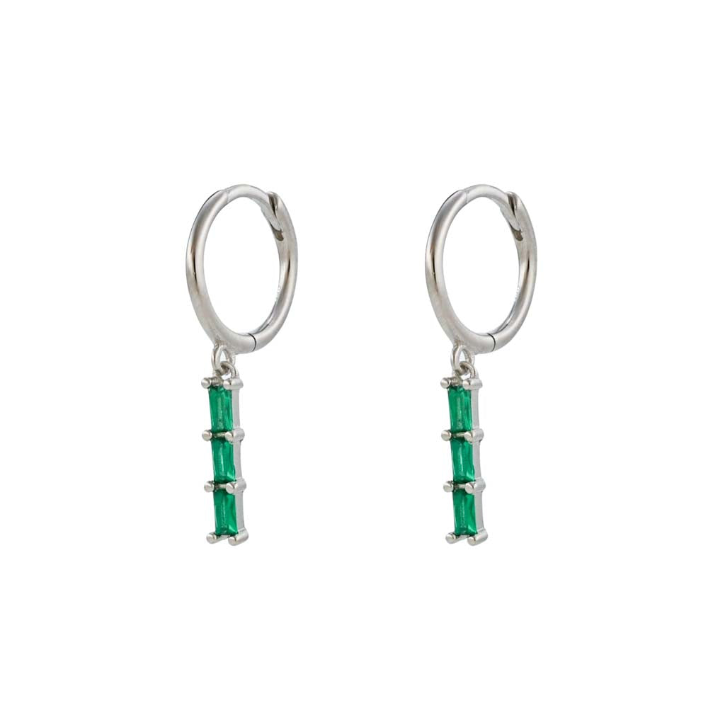 Triple Emerald Dangle Hoop