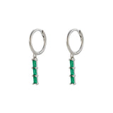 Triple Emerald Dangle Hoop