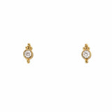 Circle CZ with Beads Gold Small Stud Earrings