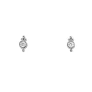 Circle CZ with Beads Silver Small Stud Earrings