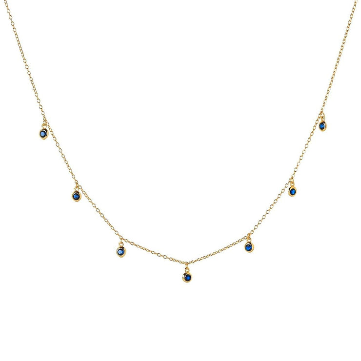 Sapphire Blue CZ Gold Necklace
