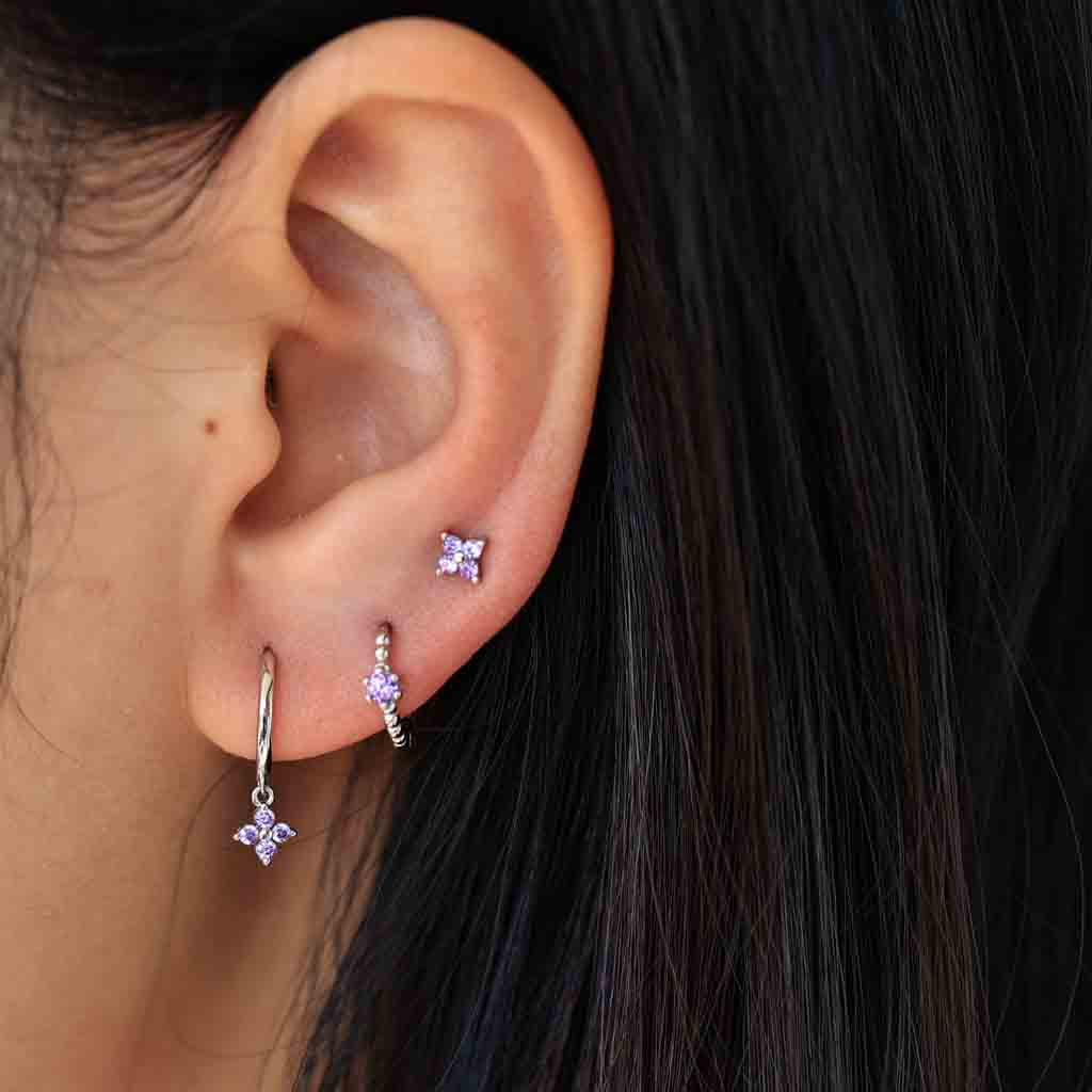 Floe Purple Silver Dangle Hoop