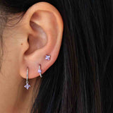 Floe Purple Silver Dangle Hoop