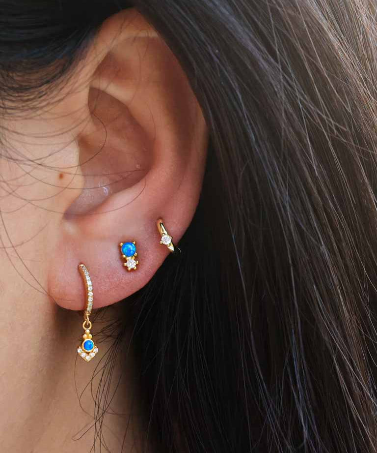 Blue Rossi Gold Stud Earrings