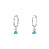 Three Claw Turquoise Dangle Hoop Huggies