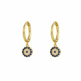Round Evil Eye Gold Dangle Hoop