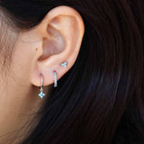 Rounded Turquoise Silver Huggies