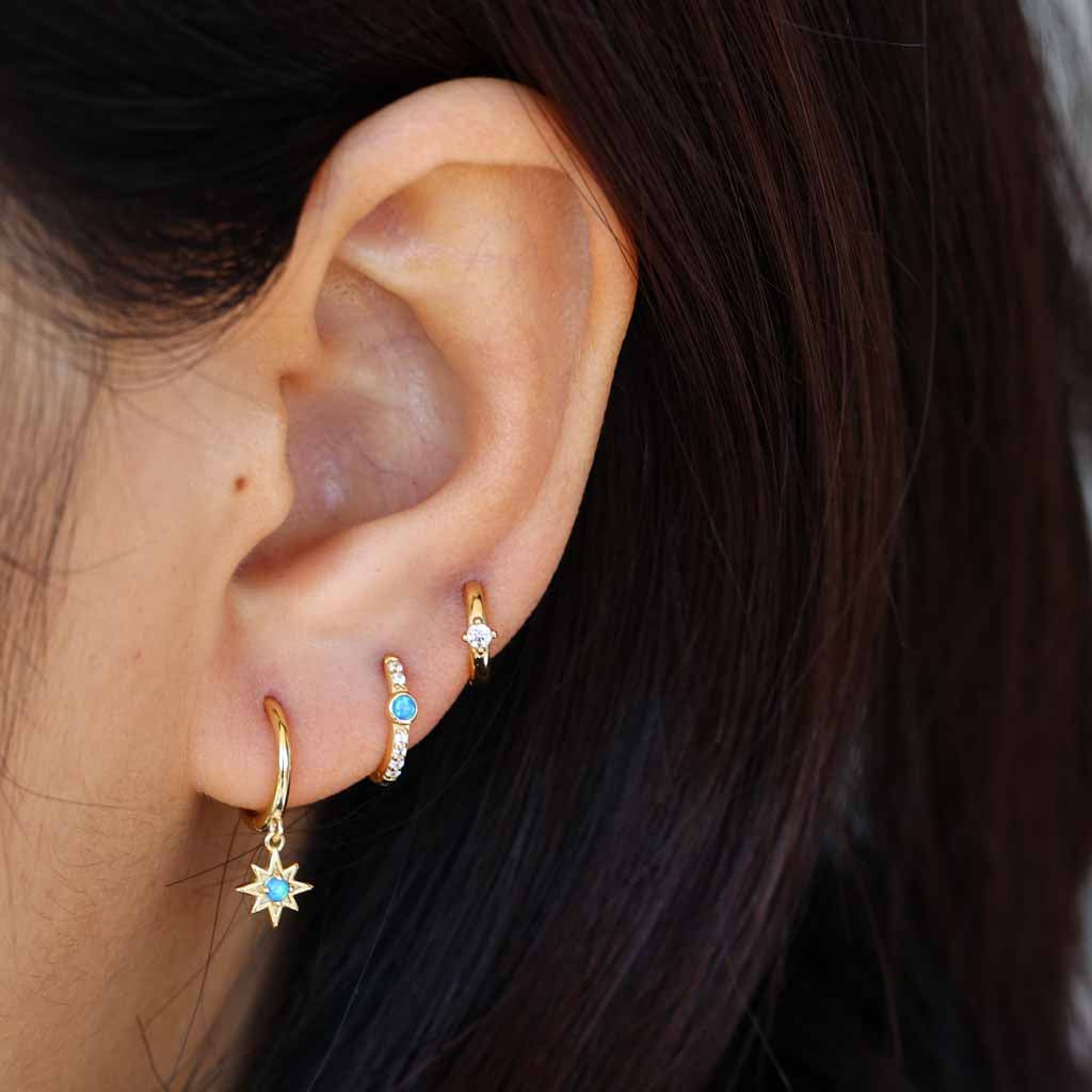 Single Cz Gold Huggies