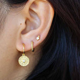 Circle CZ with Beads Gold Small Stud Earrings