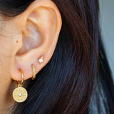 Circle CZ with Beads Gold Small Stud Earrings
