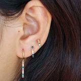Eternity Rainbow Cz Huggie Hoops-Gold Plated Sterling Silver