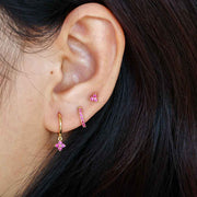 Rosy/Pink Triple Gold Stud Earring