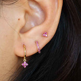 Rosy/Pink Triple Gold Stud Earring