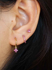 Rosy Triple Silver Stud Earring