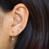 Turquoise Triple Gold Stud Earring