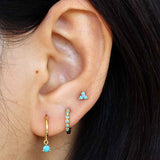 Turquoise Triple Gold Stud Earring