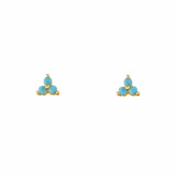 Turquoise Triple Gold Stud Earring