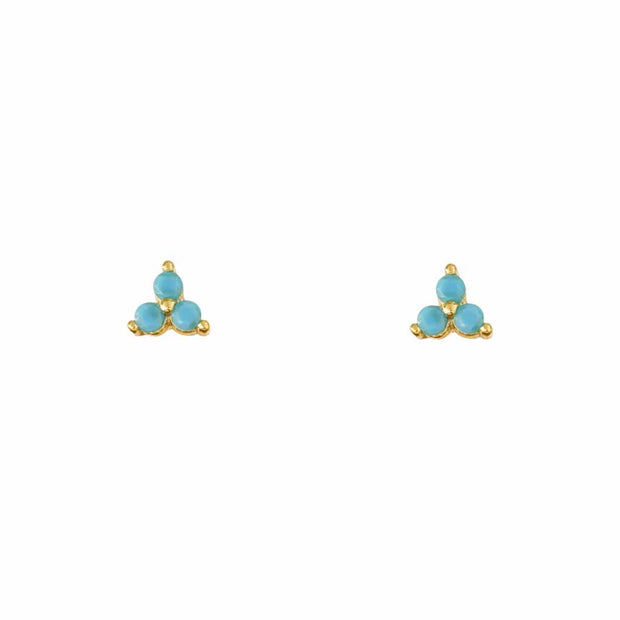 Turquoise Triple Gold Stud Earring