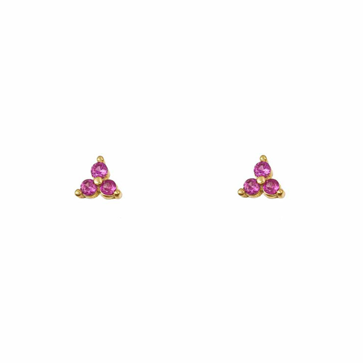 Rosy/Pink Triple Gold Stud Earring