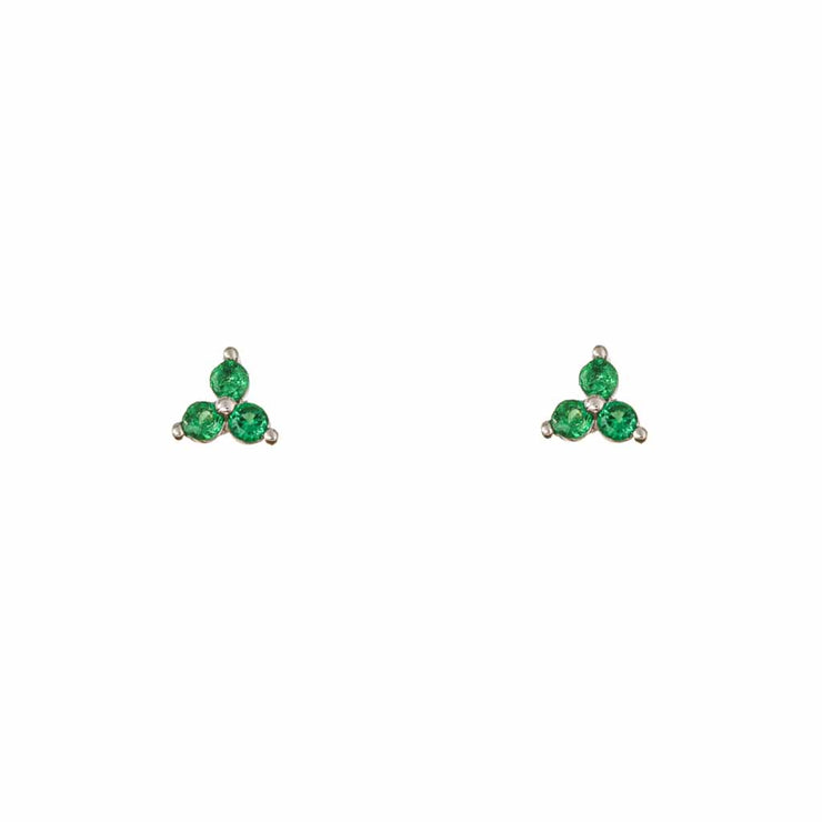 Emerald Triple Silver Stud Earring