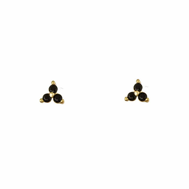 Black Triple Gold Stud Earring