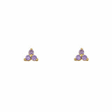 Purple Triple Gold Stud Earring
