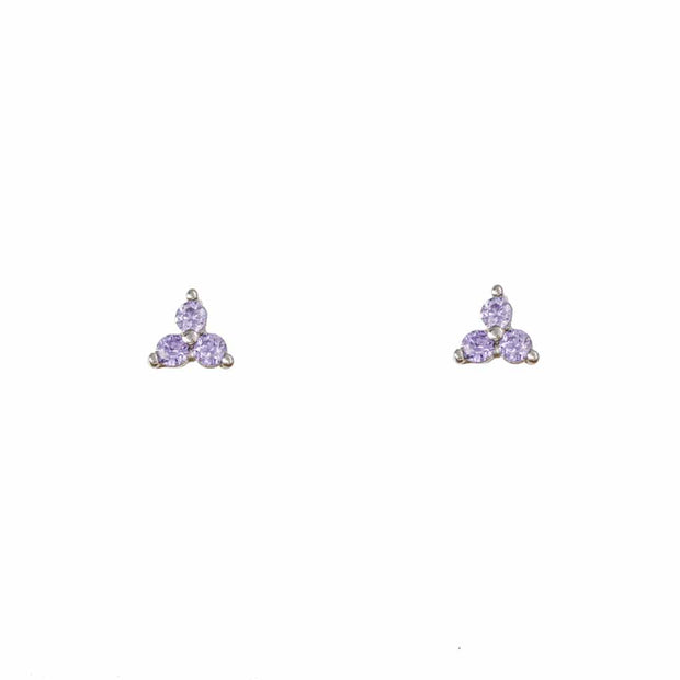 Purple Triple Silver Stud Earring