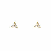 White Triple Gold Stud Earring