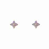 Purple Floe CZ Gold Stud Earring