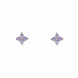 Purple Floe CZ Silver Stud Earring