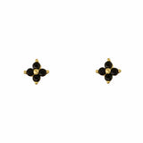 Black Floe CZ Gold Stud Earring