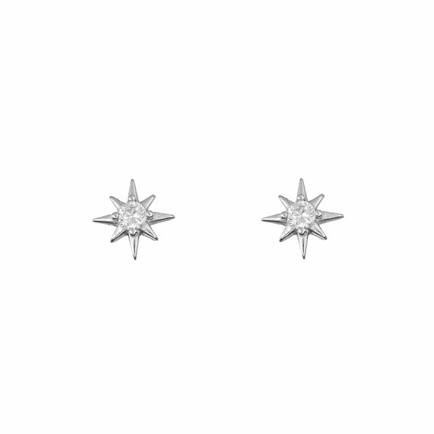 Shining Star Silver Stud Earrings
